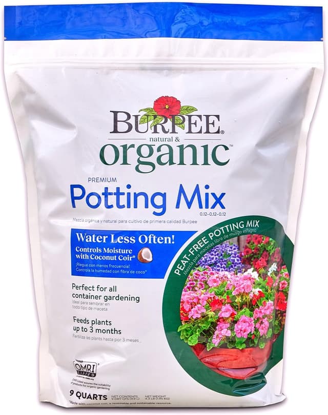 Burpee Premium Organic Potting Natural Soil Mix, 9 Quarts